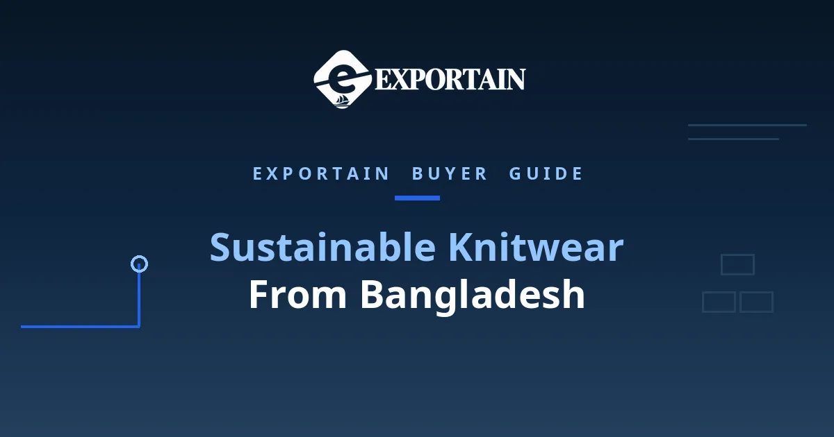 Navy title card: Sustainable Knitwear From Bangladesh