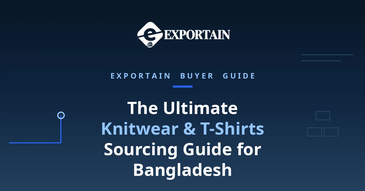 Navy title card: The Ultimate Knitwear & T-Shirts Sourcing Guide for Bangladesh