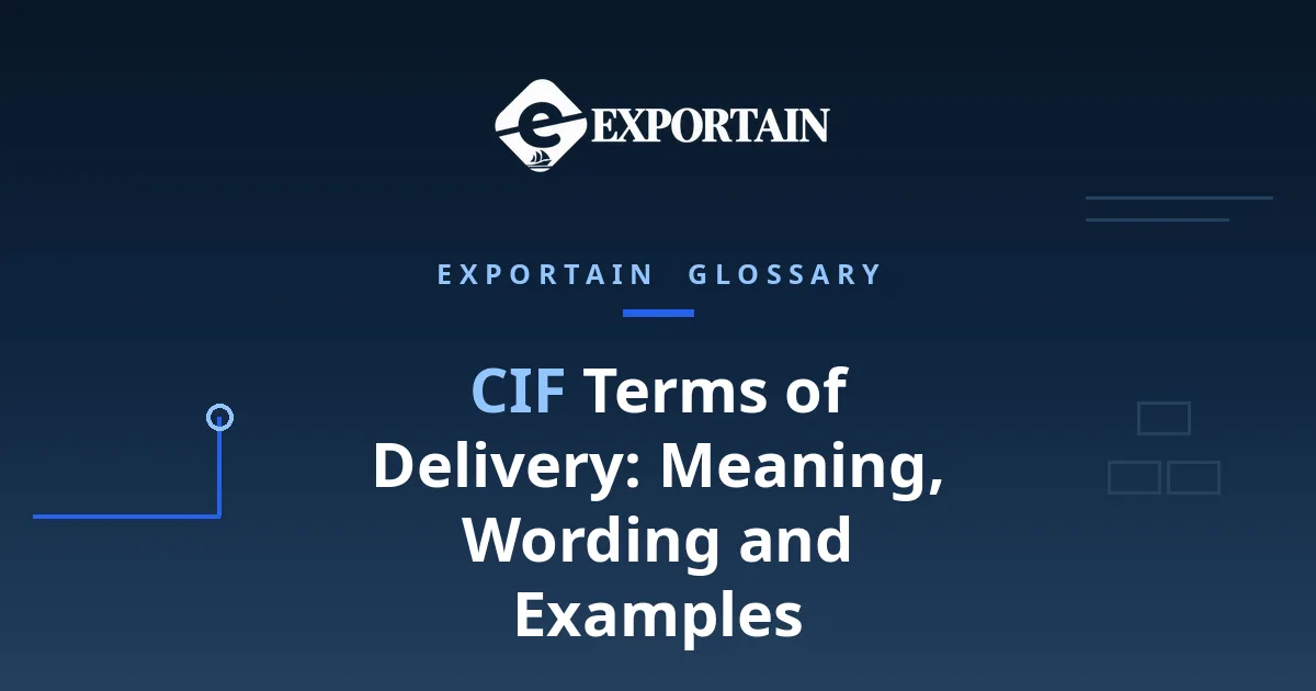 Navy title card: CIF Terms of Delivery: Meaning, Wording and Examples