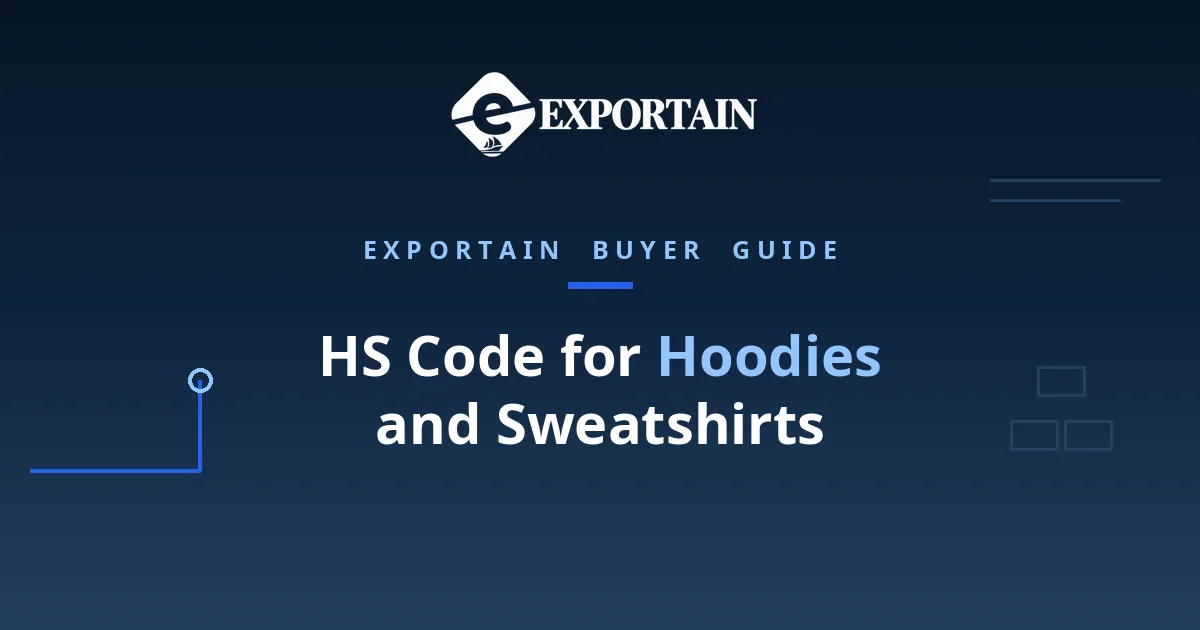 Navy title card: HS Code for Hoodies and Sweatshirts classification guide
