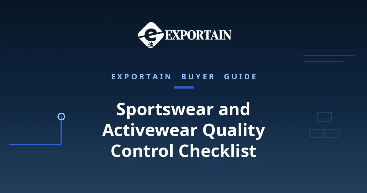Navy title card: Sportswear and Activewear Quality Control Checklist