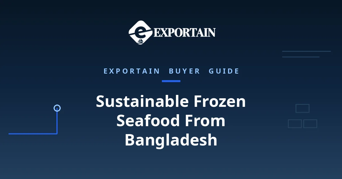 Navy title card: Sustainable Frozen Seafood From Bangladesh
