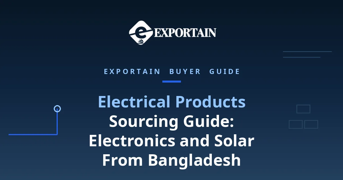 Navy title card: Electrical Products Sourcing Guide for Bangladesh