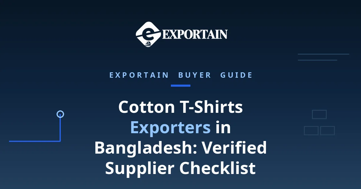 Navy title card: Cotton T-Shirts Exporters in Bangladesh, supplier checklist