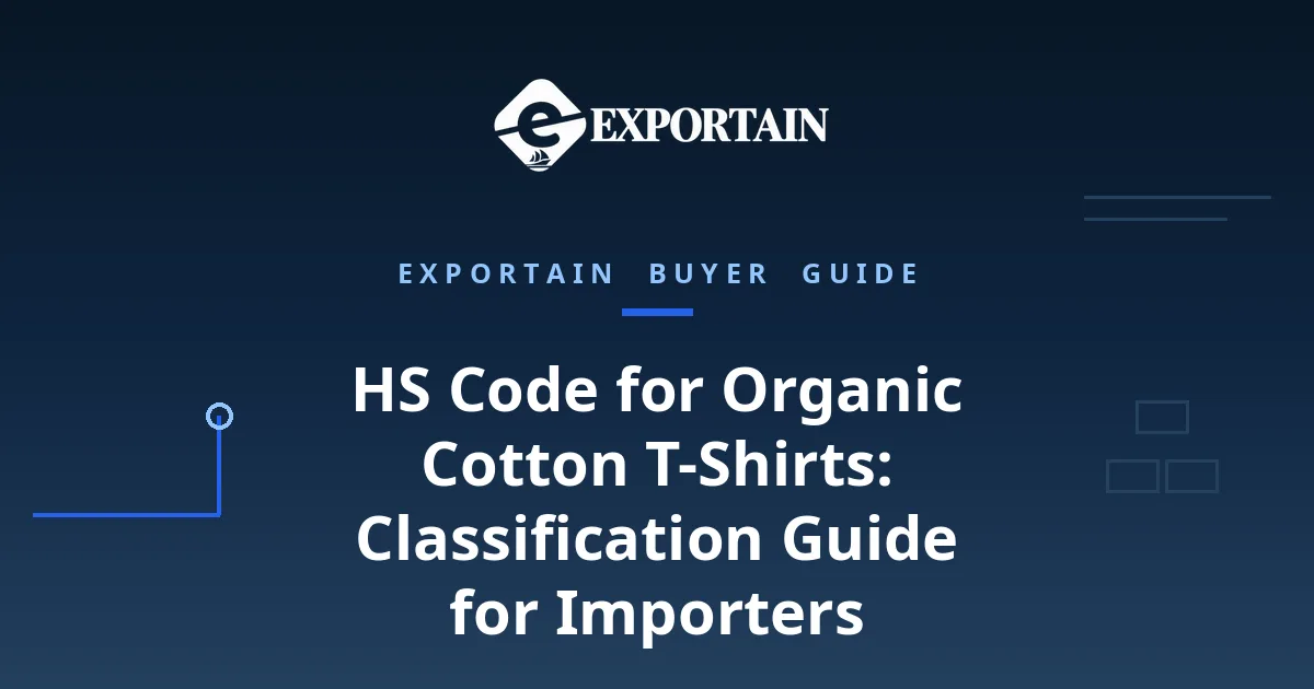 Navy title card: HS Code for Organic Cotton T-Shirts classification guide