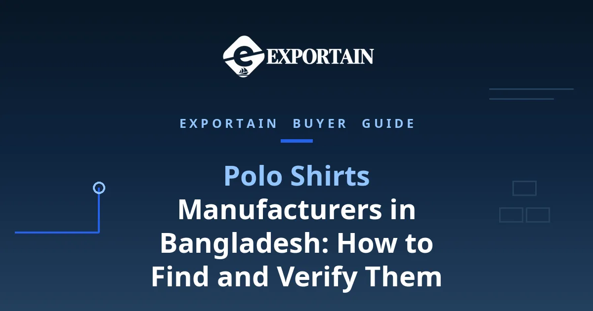 Navy title card: Polo Shirts Manufacturers in Bangladesh, find and verify guide