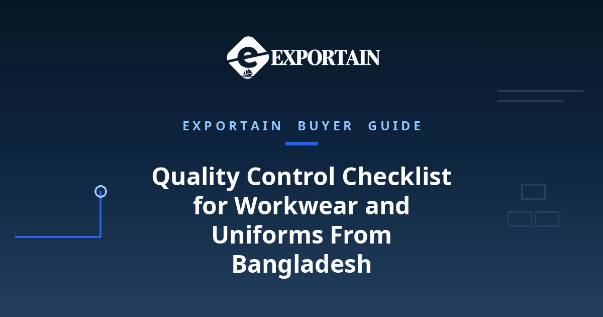 Navy title card: Quality Control Checklist for Workwear and Uniforms From Bangladesh