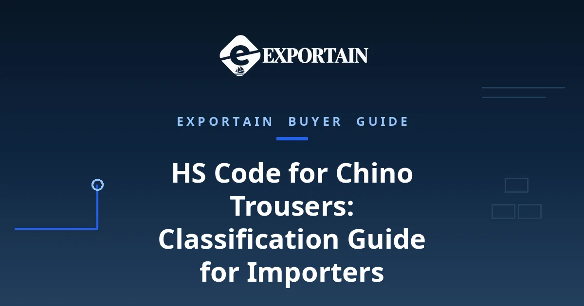 Navy title card: HS Code for Chino Trousers classification guide