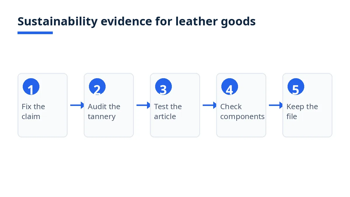 Diagram: sustainability evidence to request when sourcing leather goods from Bangladesh
