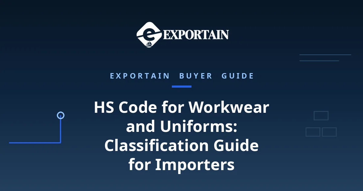 Navy title card: HS Code for Workwear and Uniforms classification guide