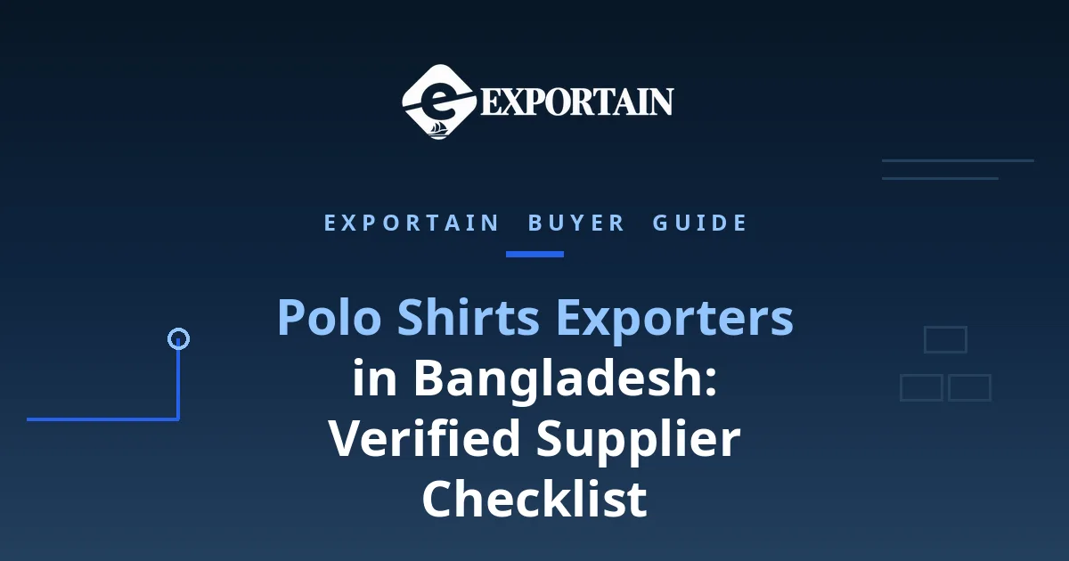 Navy title card: Polo Shirts Exporters in Bangladesh, supplier checklist