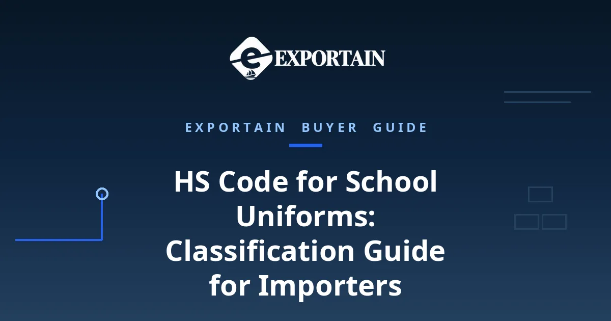 Navy title card: HS Code for School Uniforms classification guide