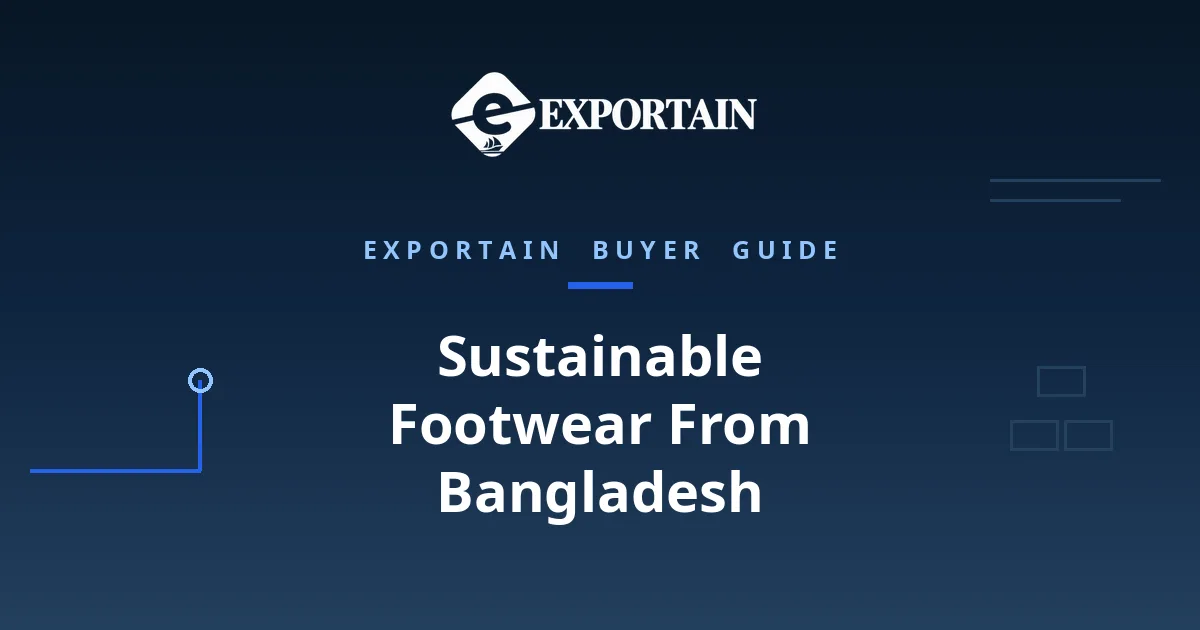 Navy title card: Sustainable Footwear From Bangladesh buyer guide