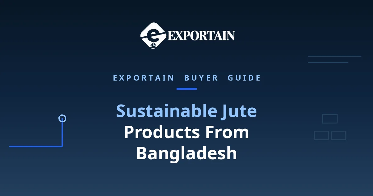 Navy title card: Sustainable Jute Products From Bangladesh buyer guide