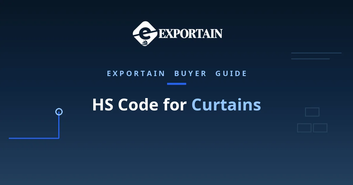 Navy title card: HS Code for Curtains classification guide