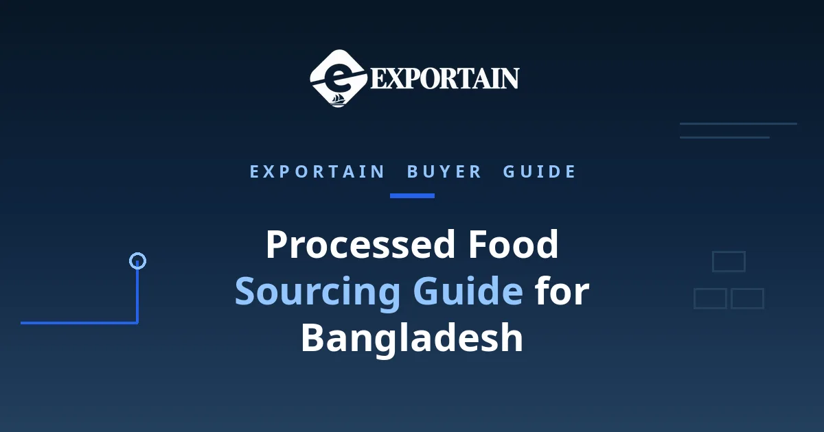 Navy title card: Processed Food Sourcing Guide for Bangladesh buyer guide