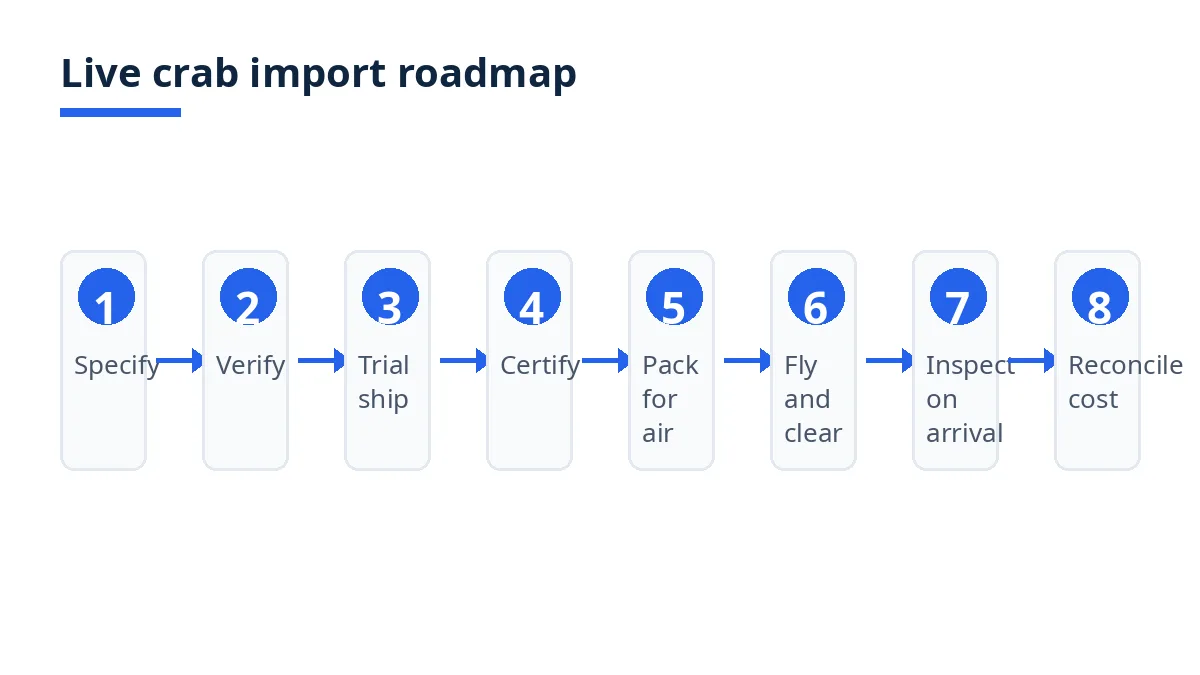 Import roadmap diagram with eight stages from specify to reconcile