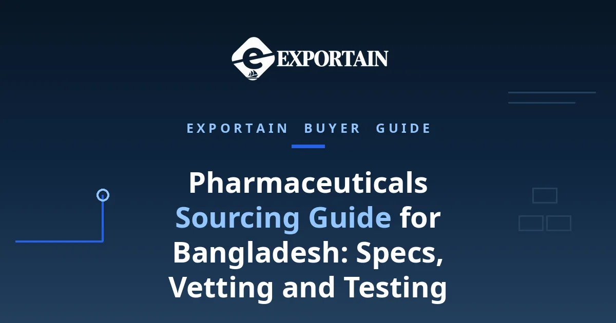 Navy title card: Pharmaceuticals Sourcing Guide for Bangladesh buyer guide