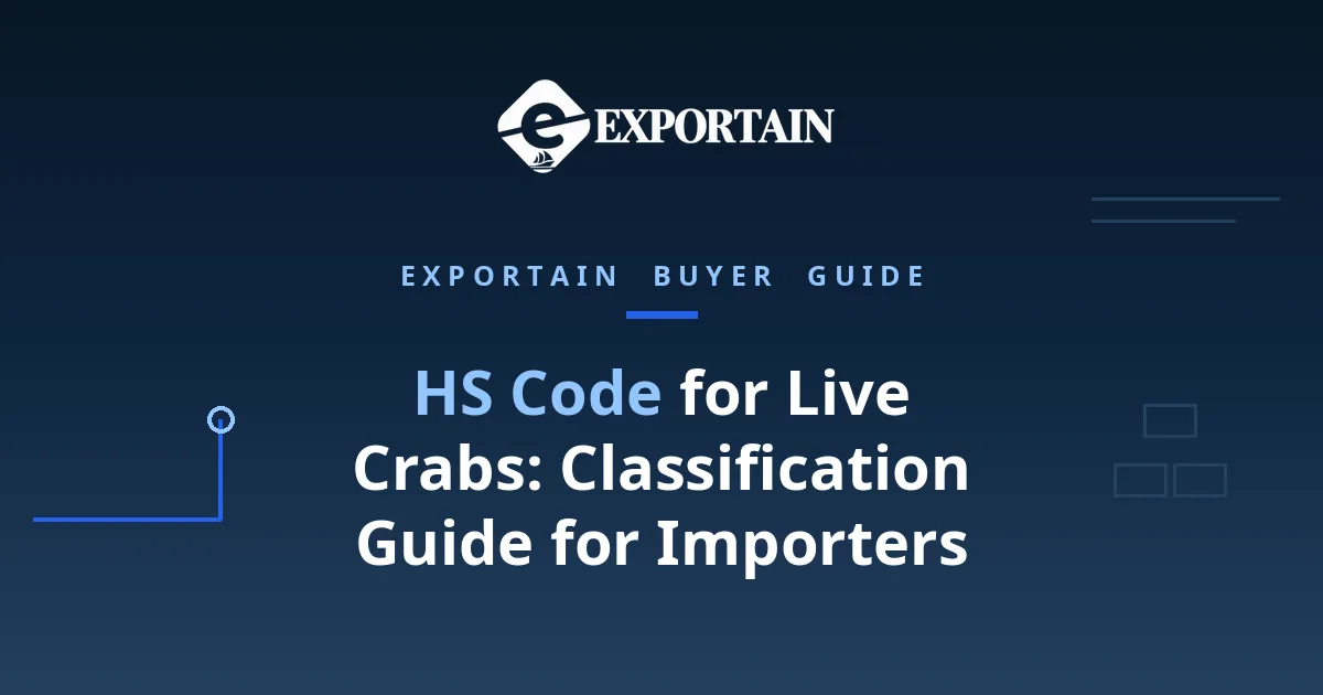Navy title card: HS Code for Live Crabs classification guide