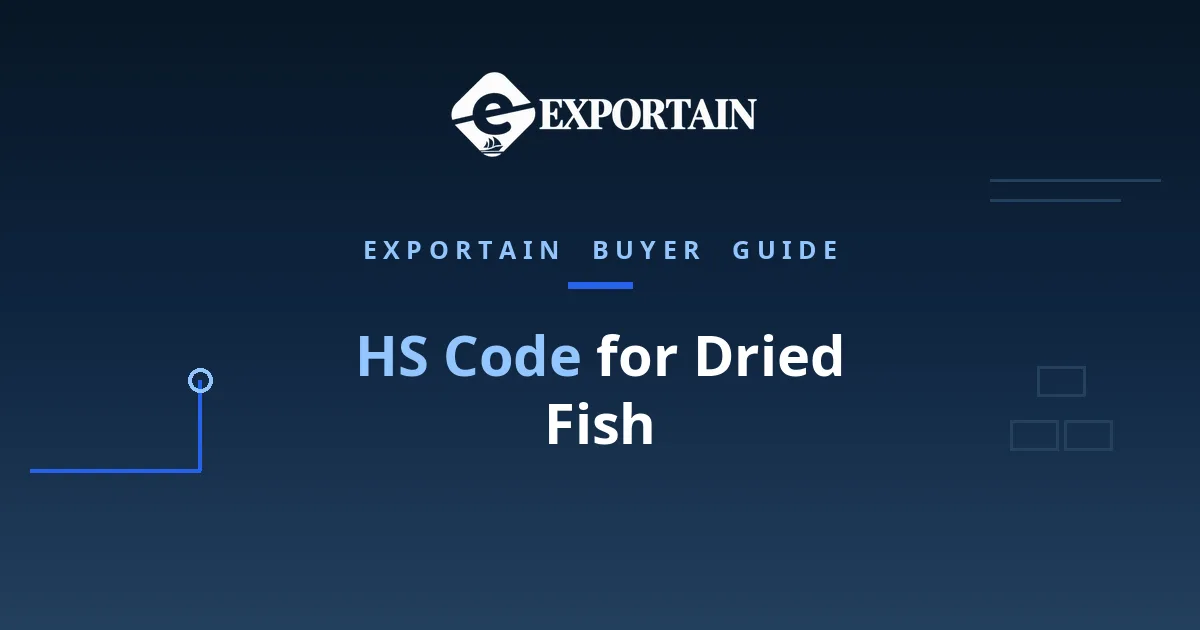 Navy title card: HS Code for Dried Fish classification guide