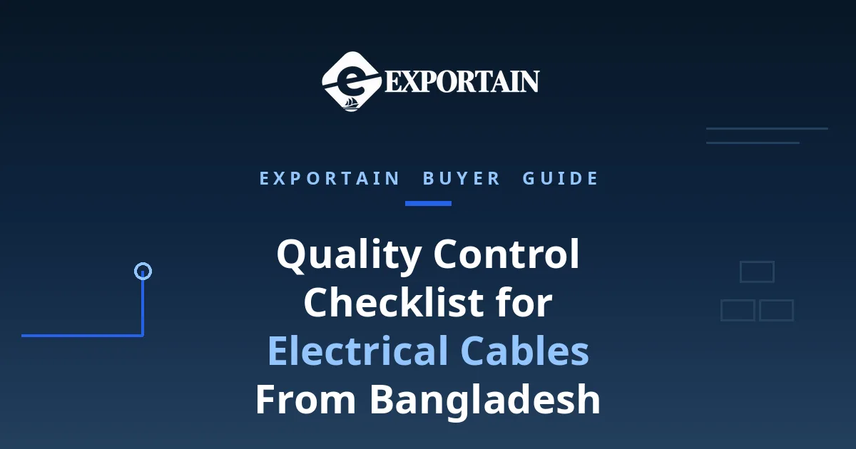 Navy title card: Quality Control Checklist for Electrical Cables From Bangladesh
