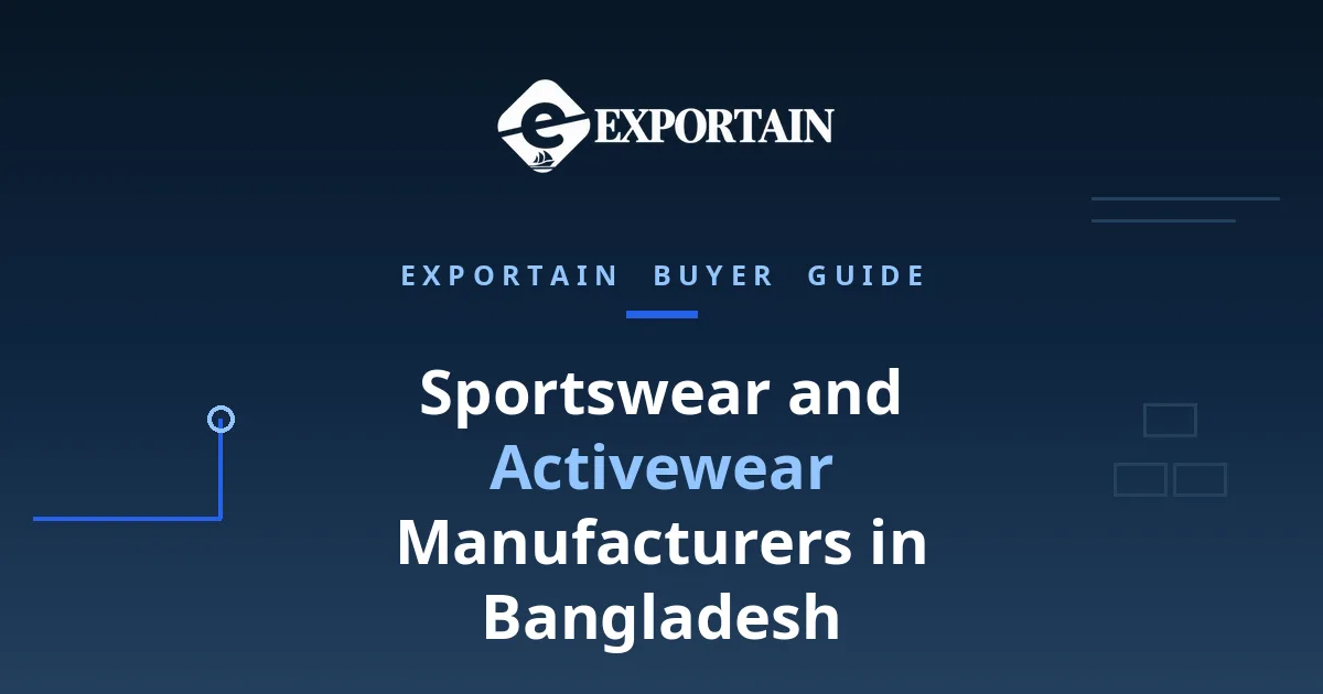 Navy title card: Sportswear and Activewear Manufacturers in Bangladesh buyer guide