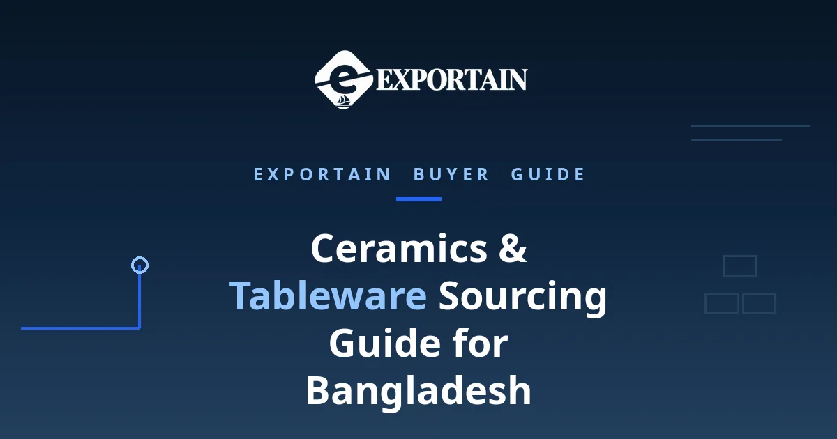 Navy title card: Ceramics and Tableware Sourcing Guide for Bangladesh