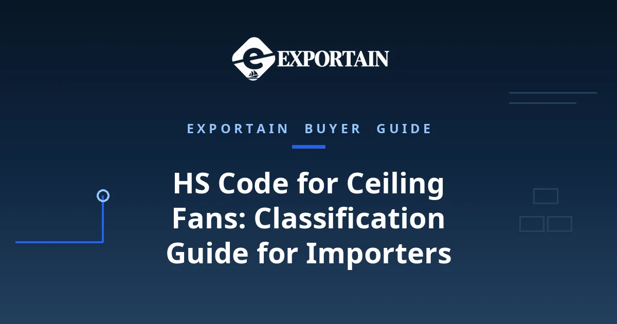 Navy title card: HS Code for Ceiling Fans classification guide