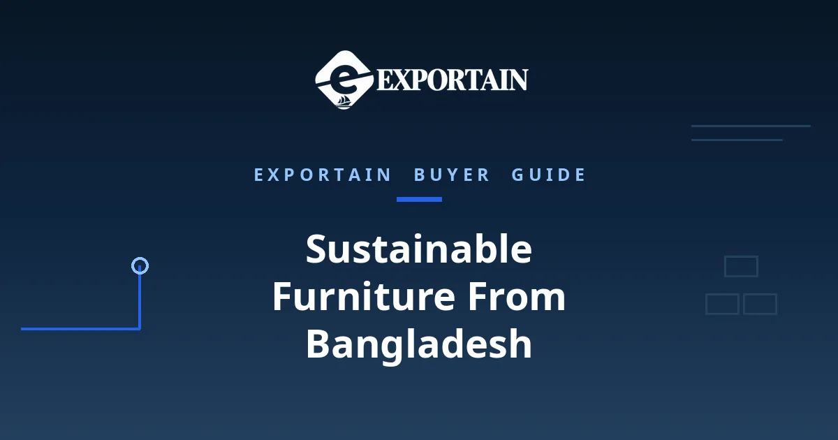 Navy title card: Sustainable Furniture From Bangladesh buyer guide