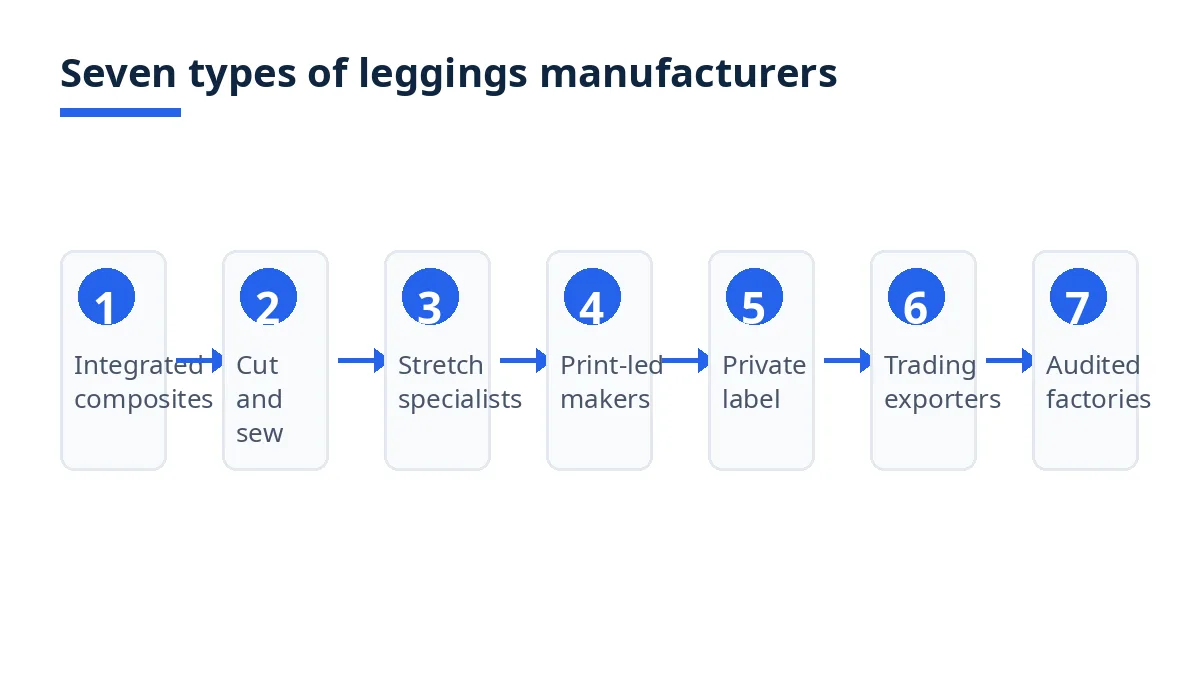 Diagram: seven types of leggings manufacturers in Bangladesh