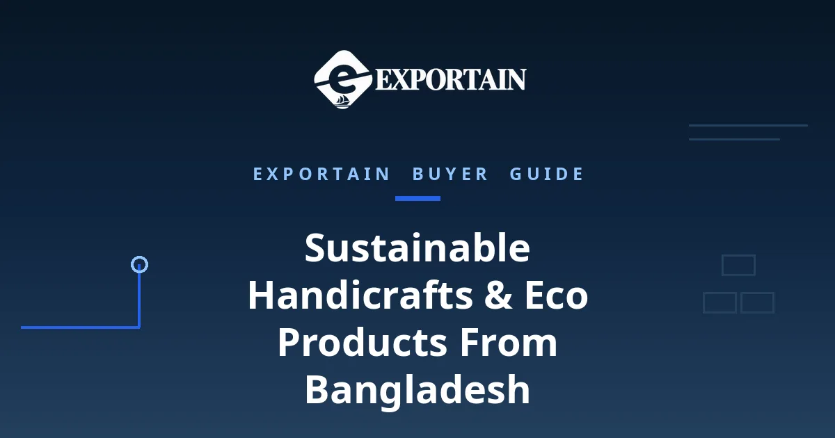 Navy title card: Sustainable Handicrafts & Eco Products From Bangladesh buyer guide