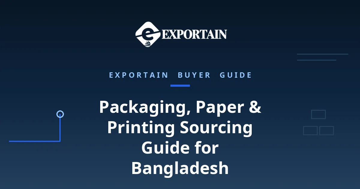 Navy title card: Packaging, Paper & Printing Sourcing Guide for Bangladesh