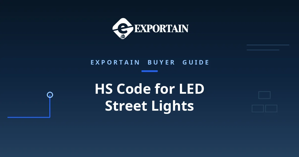 Navy title card: HS Code for LED Street Lights classification guide