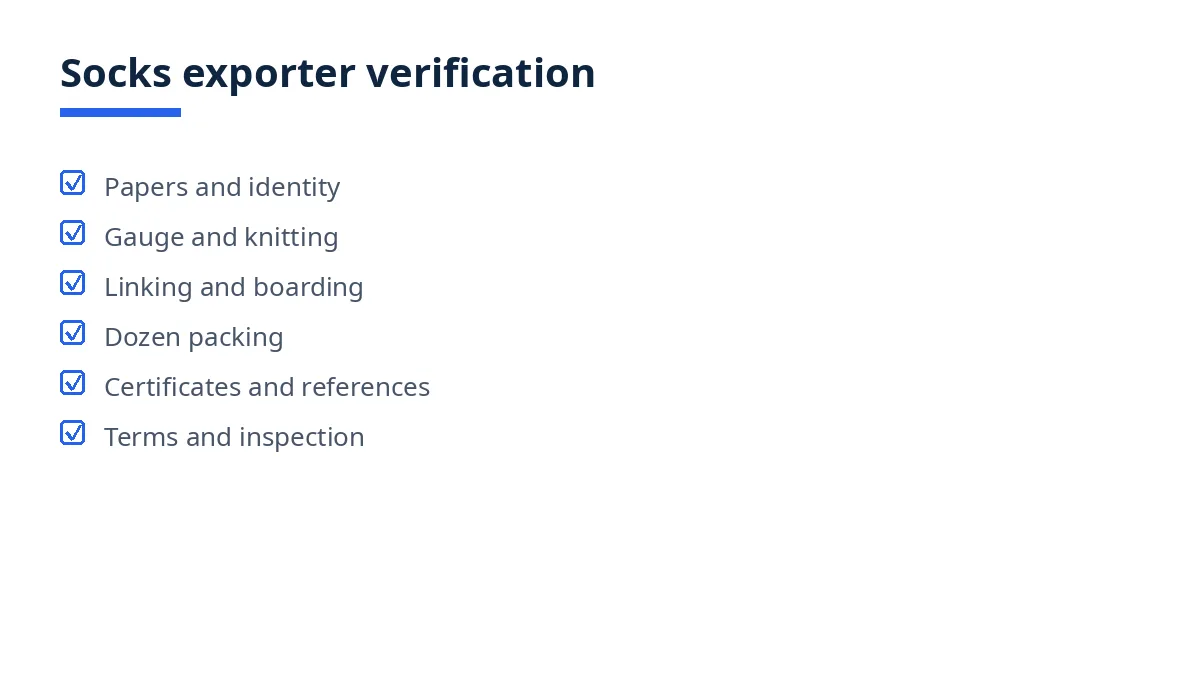 Diagram of the socks exporter verification checklist, from papers to inspection