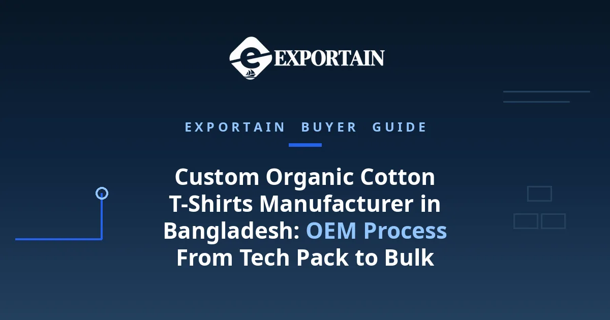 Navy title card: Custom Organic Cotton T-Shirts Manufacturer in Bangladesh