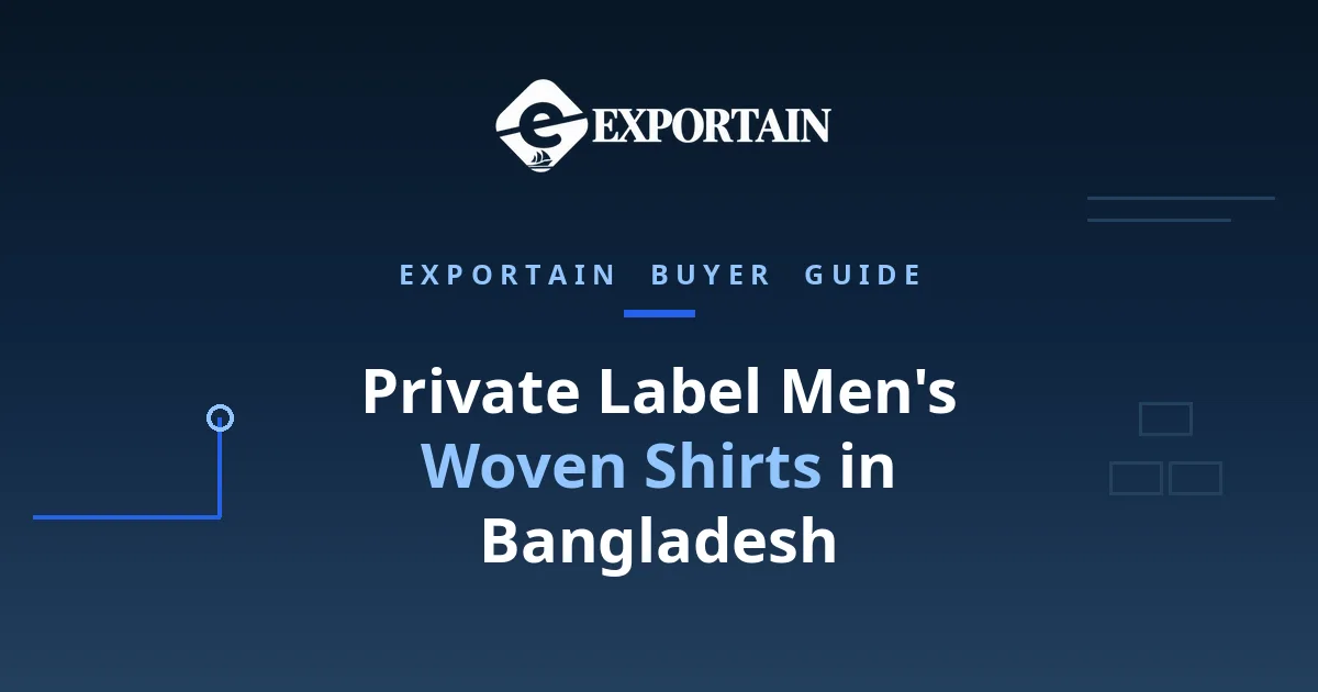 Navy title card: Private Label Men's Woven Shirts in Bangladesh, a brand owner's guide
