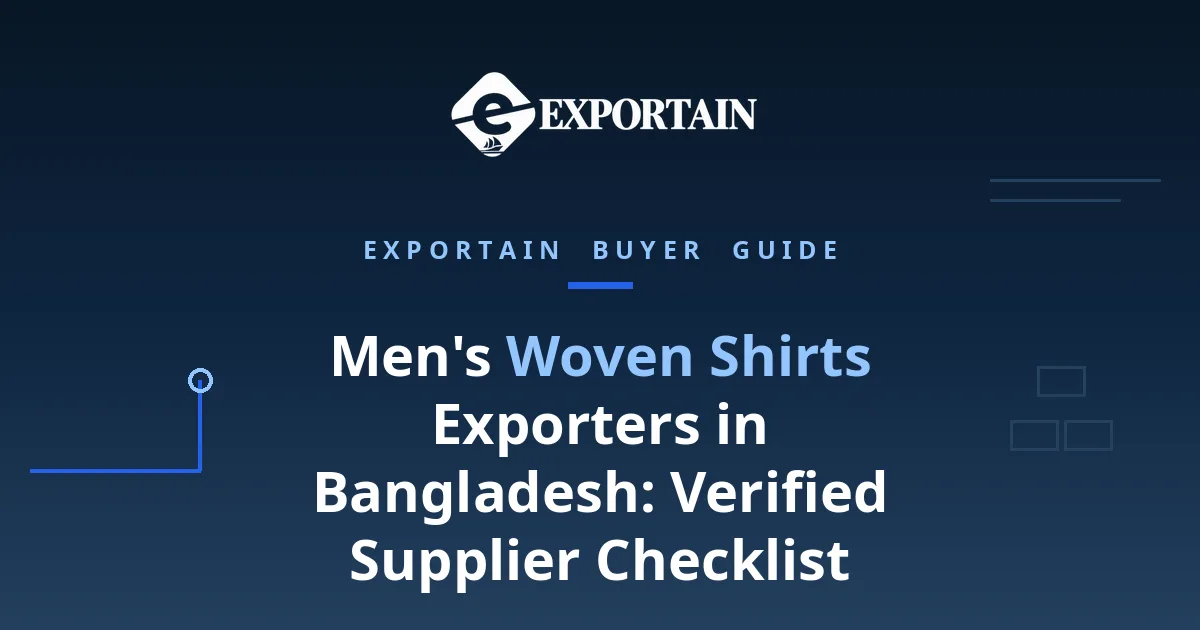 Navy title card: Men's Woven Shirts Exporters in Bangladesh Checklist