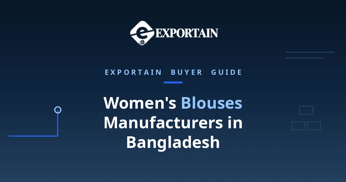 Navy title card: Women's Blouses Manufacturers in Bangladesh buyer guide