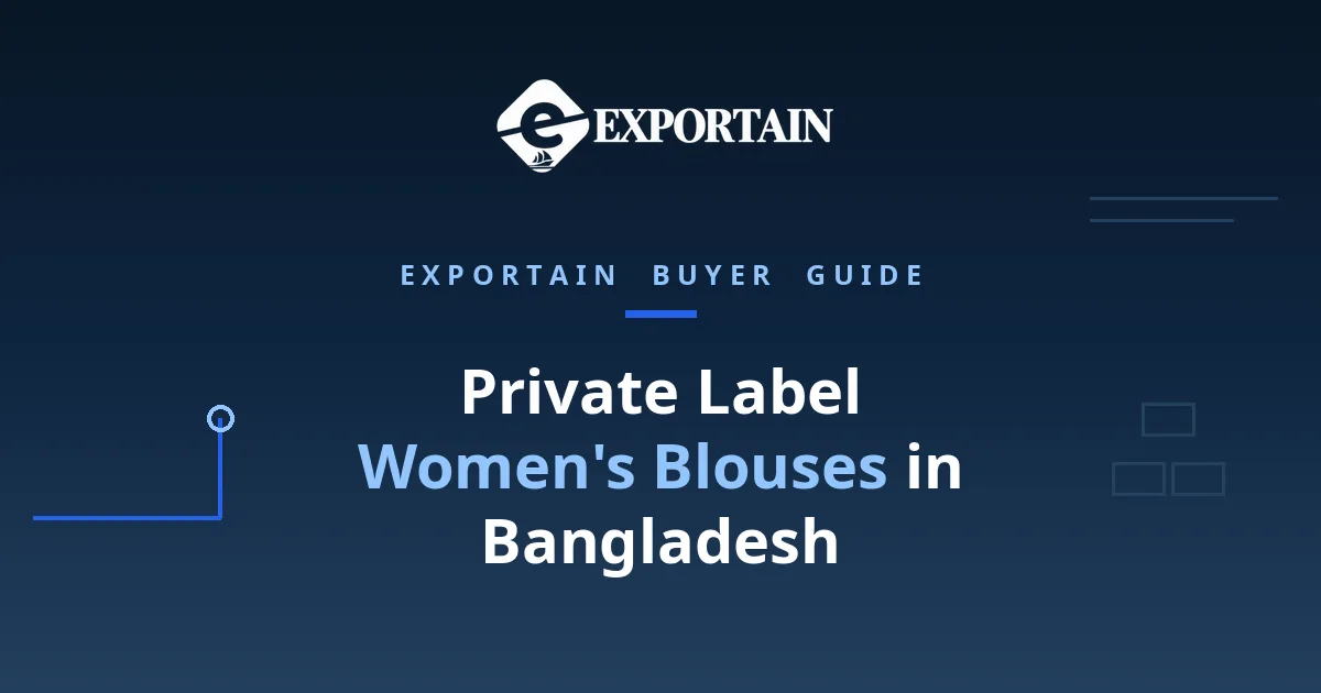Navy title card: Private Label Women's Blouses Manufacturing in Bangladesh