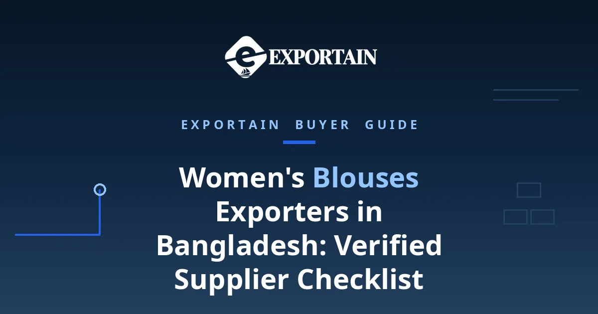 Navy title card: Women's Blouses Exporters in Bangladesh, Verified Supplier Checklist