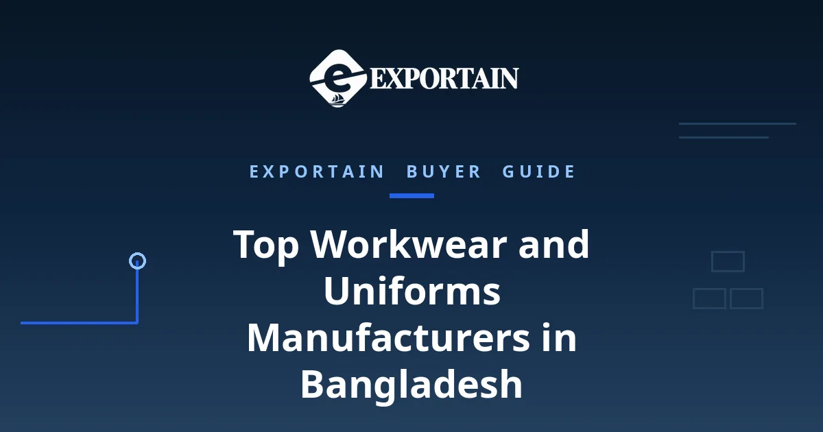Navy title card: Workwear and Uniforms Manufacturers in Bangladesh buyer guide