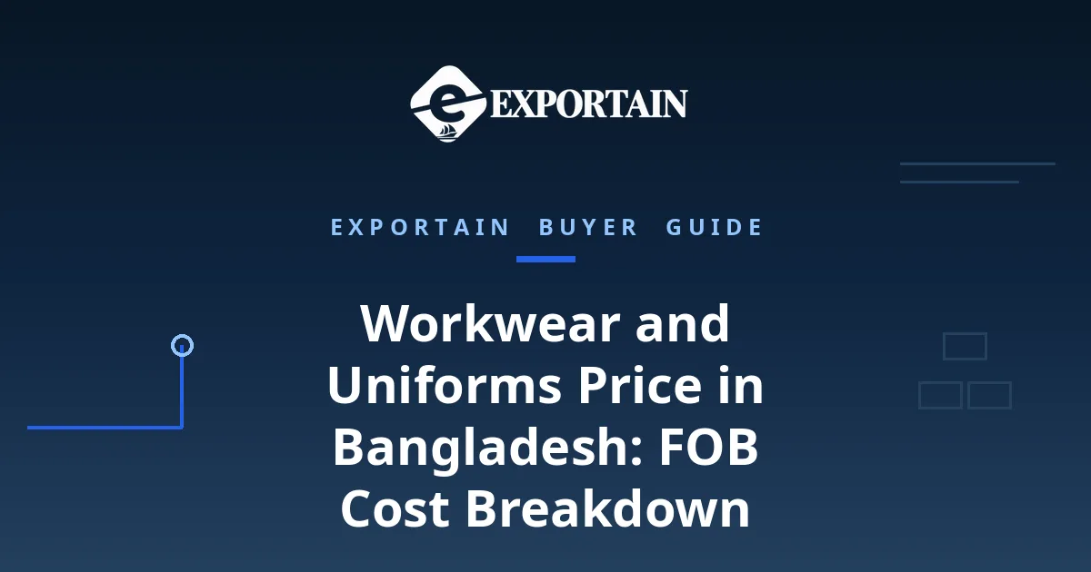 Navy title card: Workwear and Uniforms Price in Bangladesh, FOB cost breakdown for buyers