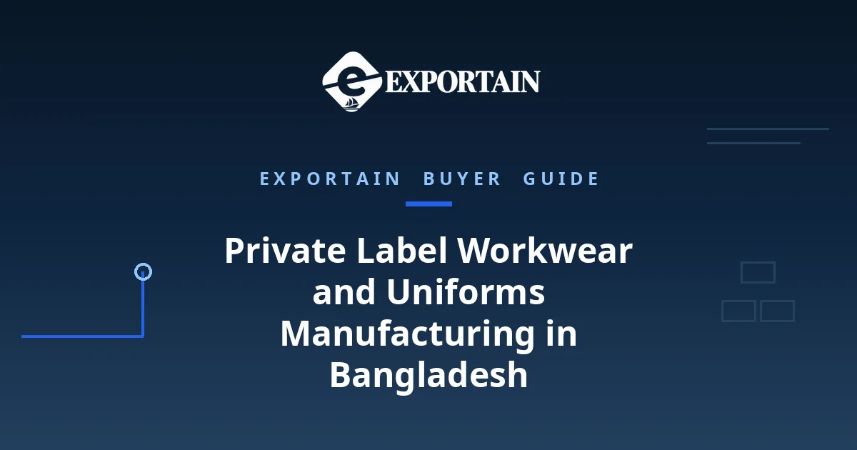 Navy title card: Private Label Workwear and Uniforms Manufacturing in Bangladesh