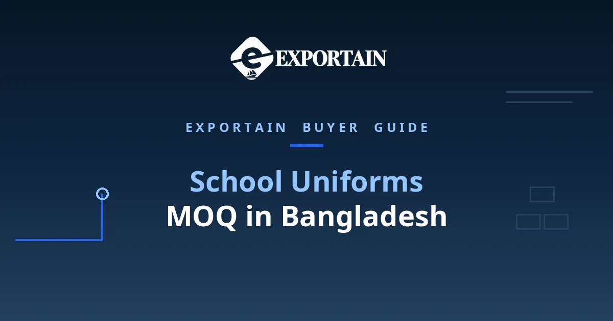Navy title card: School Uniforms MOQ in Bangladesh, minimums and negotiation