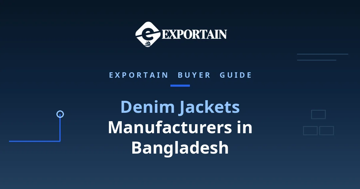 Navy title card: Denim Jackets Manufacturers in Bangladesh buyer guide