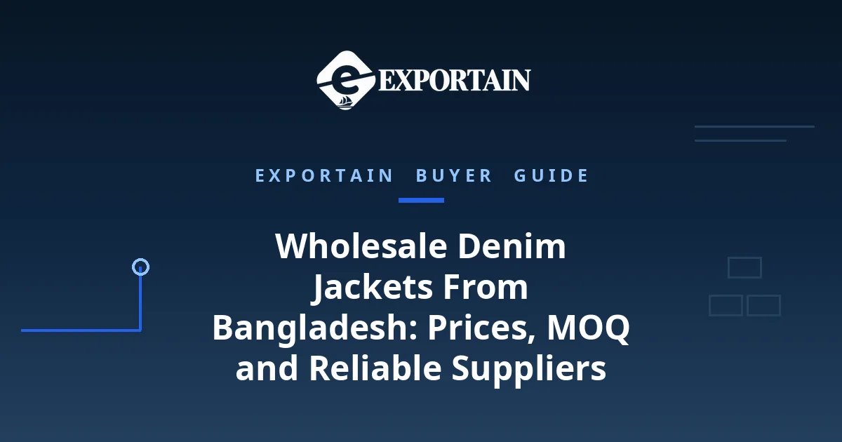 Navy title card: Wholesale Denim Jackets From Bangladesh, prices, MOQ and suppliers