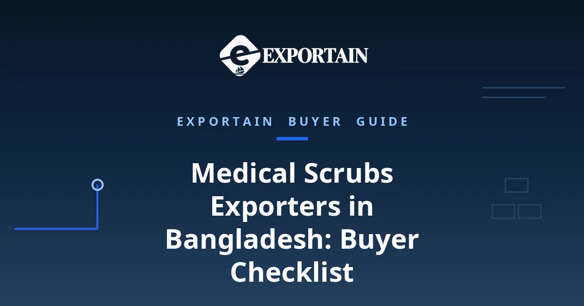 Navy title card: Medical Scrubs Exporters in Bangladesh Buyer Checklist