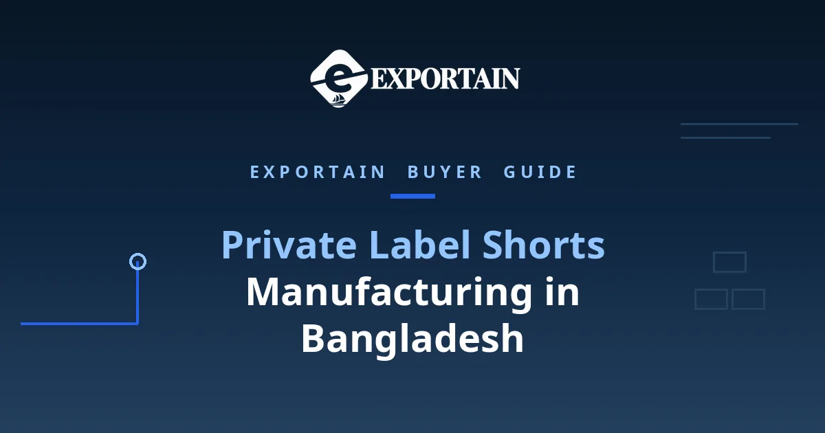 Navy title card: Private Label Shorts Manufacturing in Bangladesh, a brand owner's guide