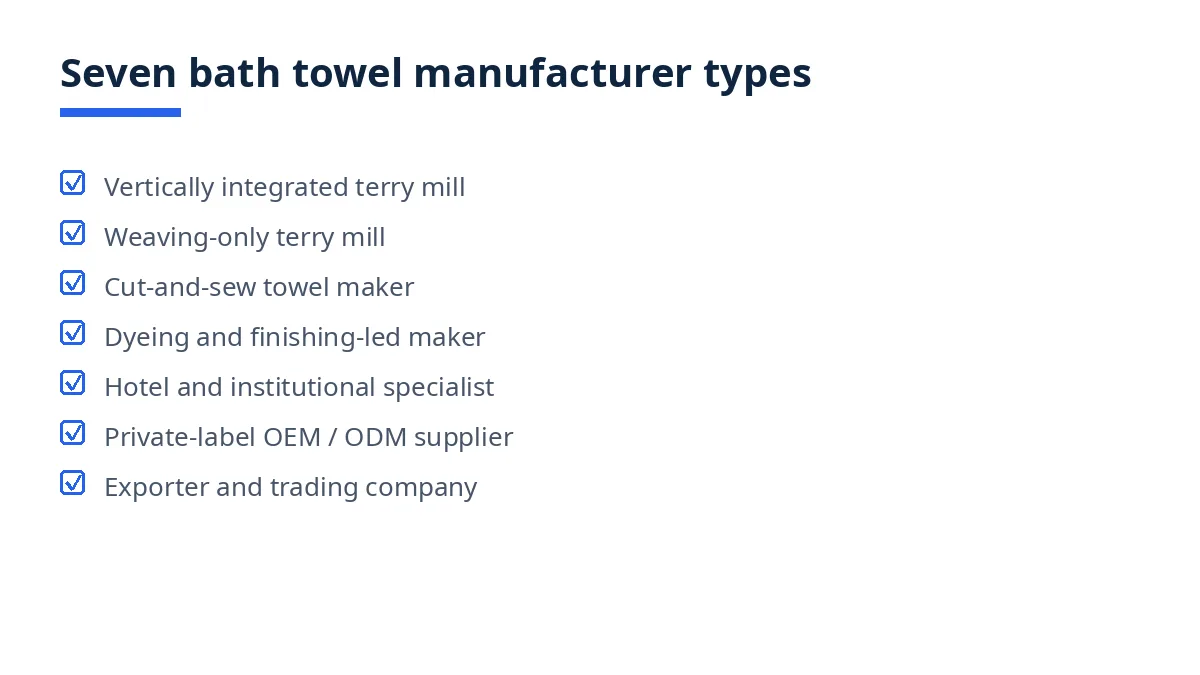 Diagram: seven types of bath towels manufacturers in Bangladesh