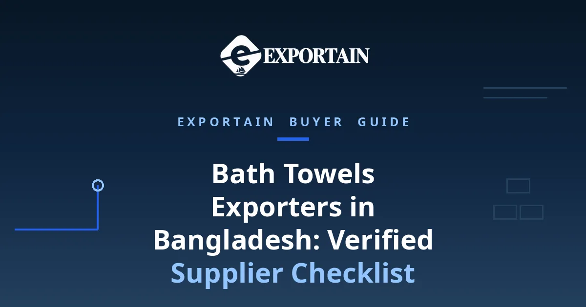 Navy title card: Bath Towels Exporters in Bangladesh, Verified Supplier Checklist